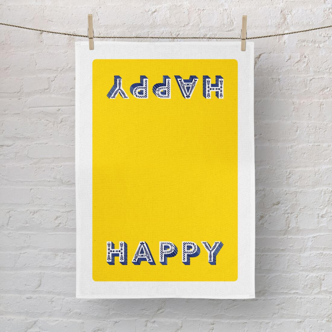 Asta Barrington "Happy" Yellow Tea Towel