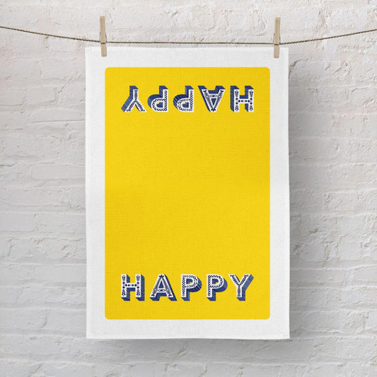 Asta Barrington "Happy" Yellow Tea Towel