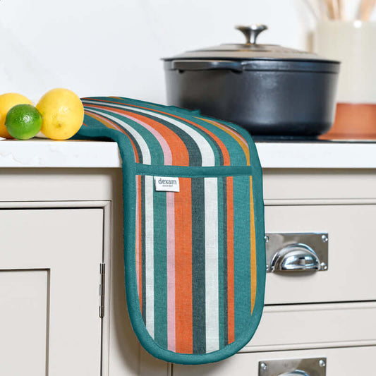 Dexam - Recycled Cotton - Teal Stripe Double Oven Glove