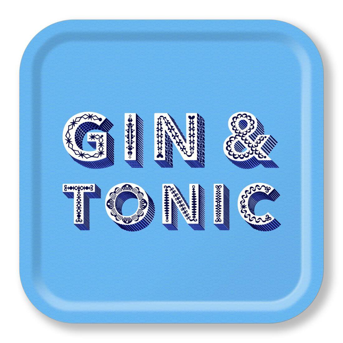Asta Barrington Blue "GIN & TONIC" Square 32x32cm Tray