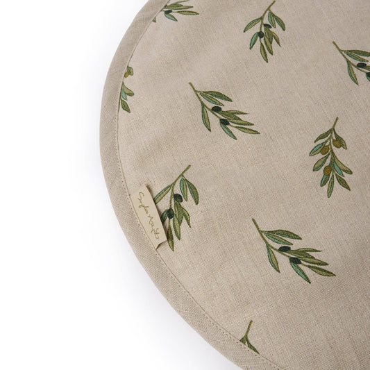 Sophie Allport Olive Linen Chefs Pad For Use With Aga Range Cookers