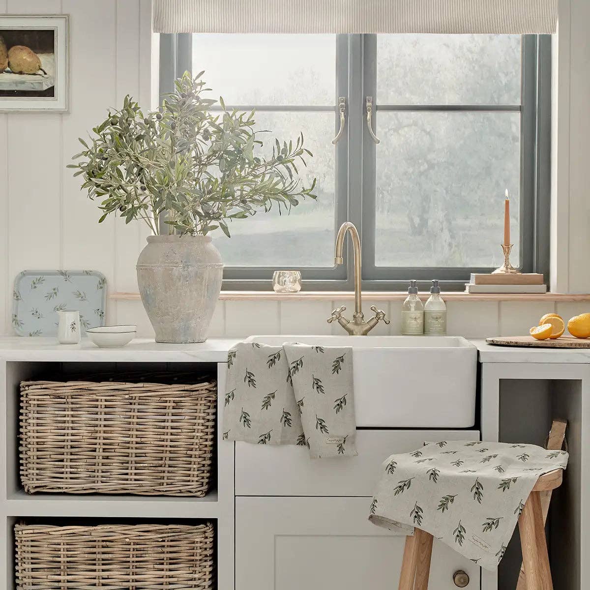 Sophie Allport Olive Linen Tea Towel