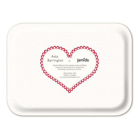 Serving Tray - Asta Barrington Bright Red "VIP" Rectangular 27x20cm back design with heart branding.