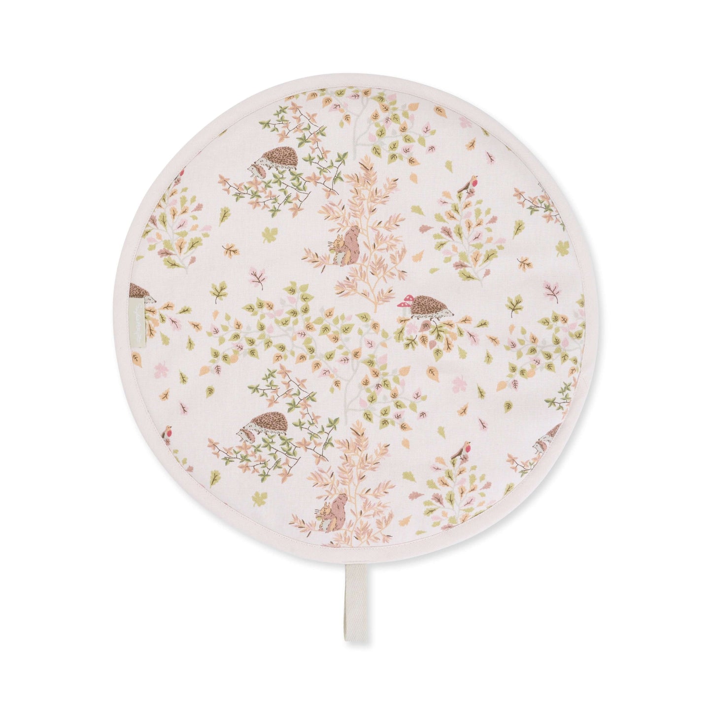 Sophie Allport "Woodland Friends" Chefs Pad For Use With Aga Range Cookers with nature print in pinks and greens.