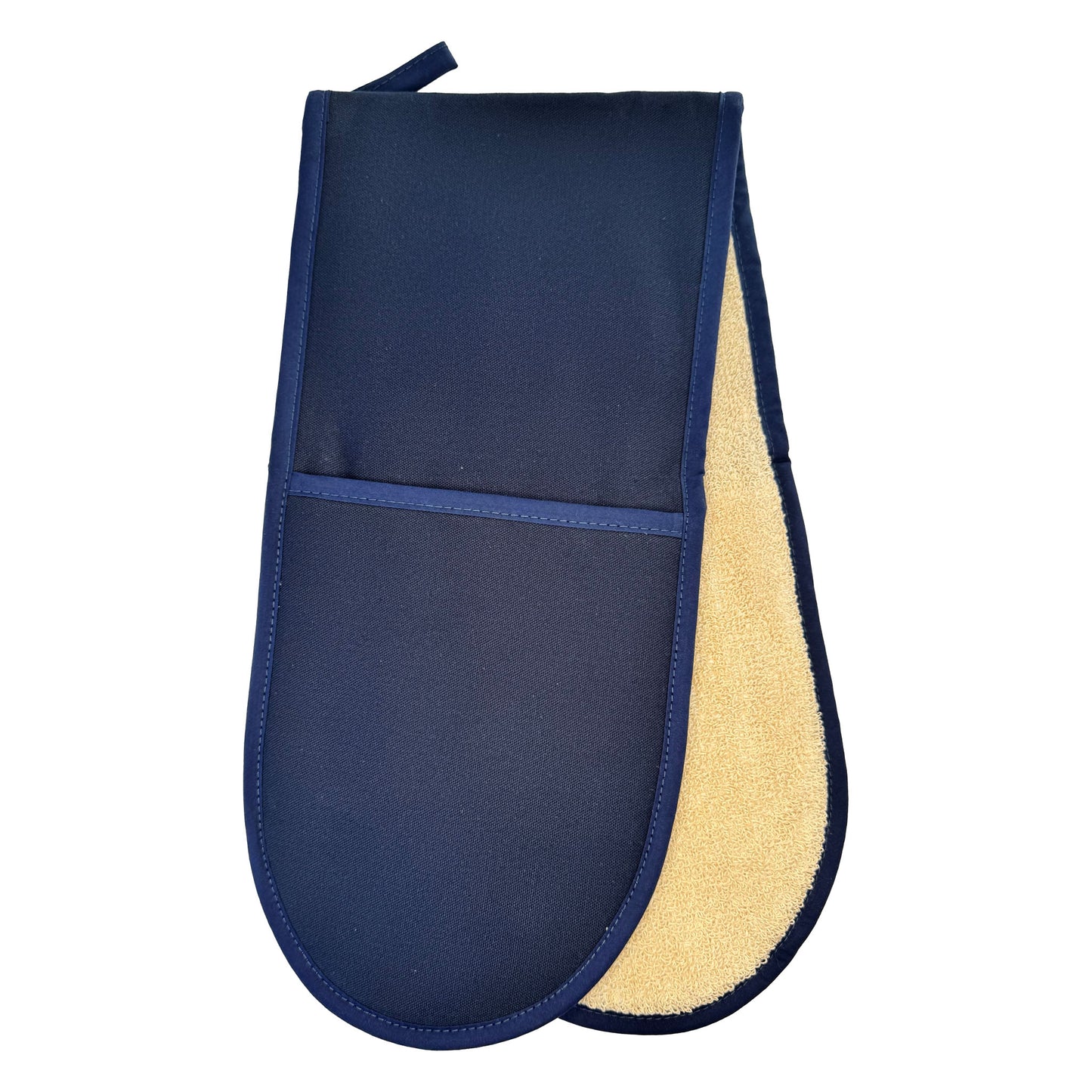 Plain Navy Round End Double Oven Glove