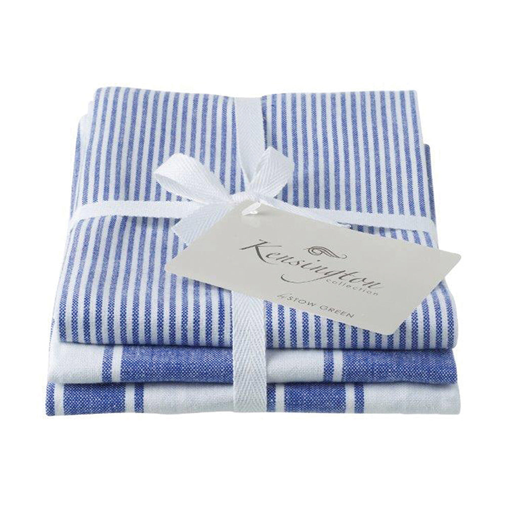 Tea Towels - Stow Green - Kensington Stripe Blue - Set of 3
