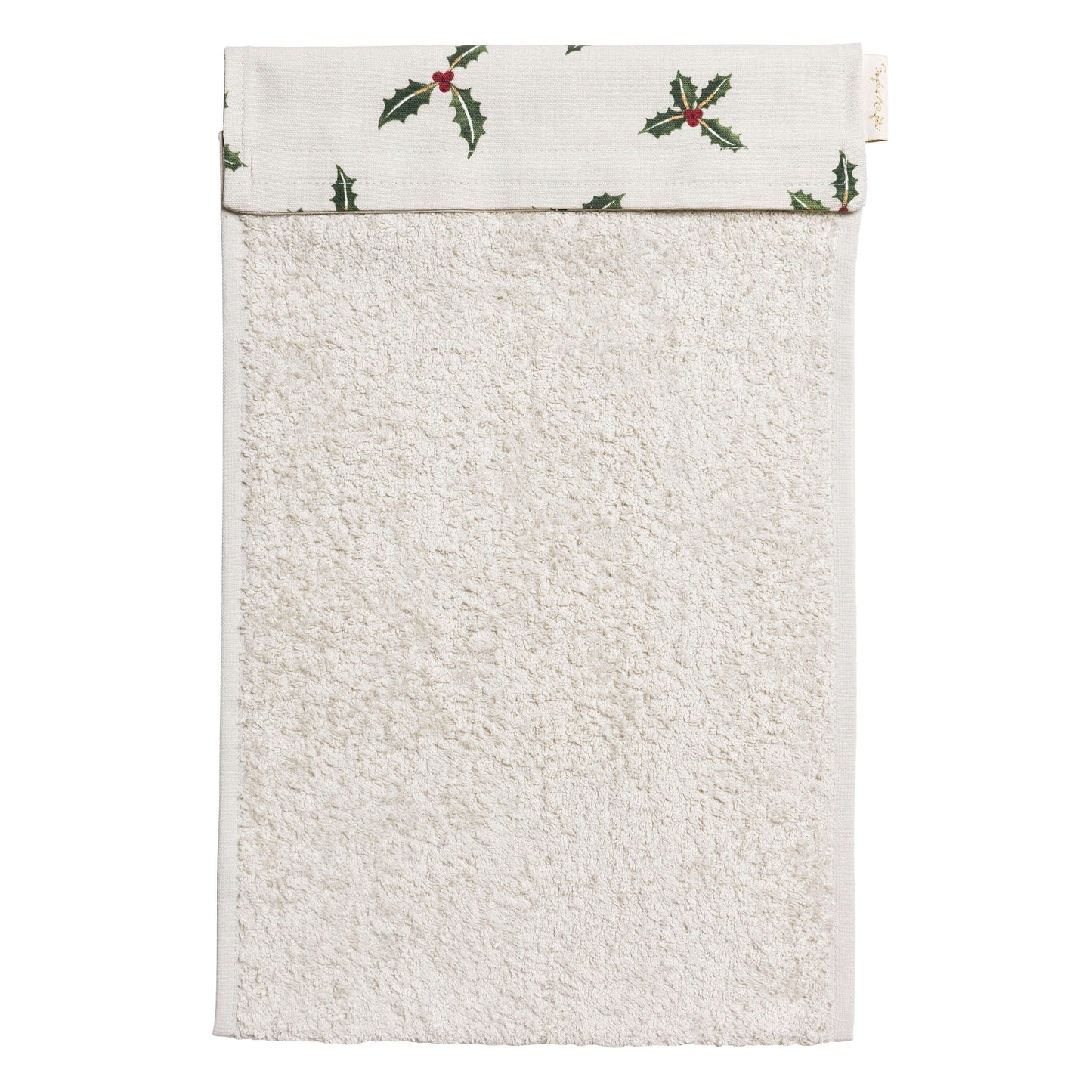Sophie Allport "Christmas Holly & Berry" Roller Hand Towel with soft neutral cotton and festive holly design.