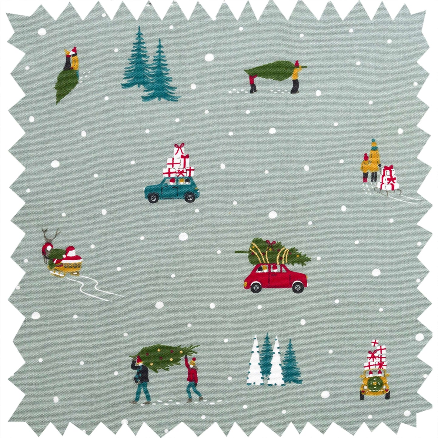 Sophie Allport "Home for Christmas" chefs Pad For Use With Aga Range Cookers featuring festive print of cars and sleighs.