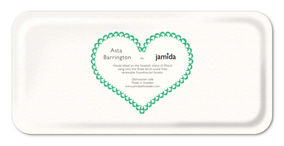 Asta Barrington Green "BIER" Rectangular 32x15cm Tray with heart branding on the back, handcrafted in Sweden.