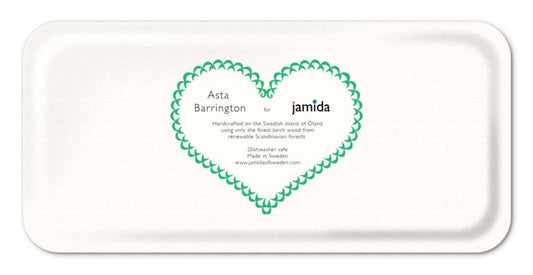 Asta Barrington Green "BIER" Rectangular 32x15cm Tray with heart branding on the back, handcrafted in Sweden.