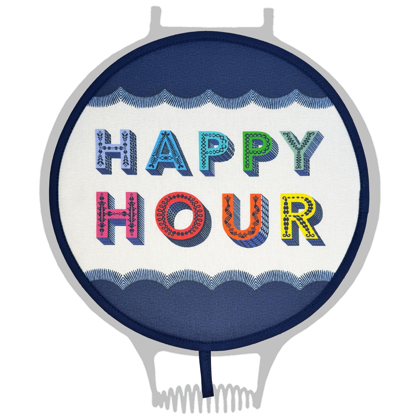 Asta Barrington Navy "HAPPY HOUR" Chef pad for use with Aga range cookers