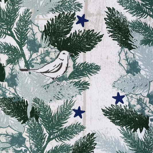 Christmas Wreath Everhot Hob Cover (Medium 53.5 cm) showing green firs and white doves on a wood etched background.