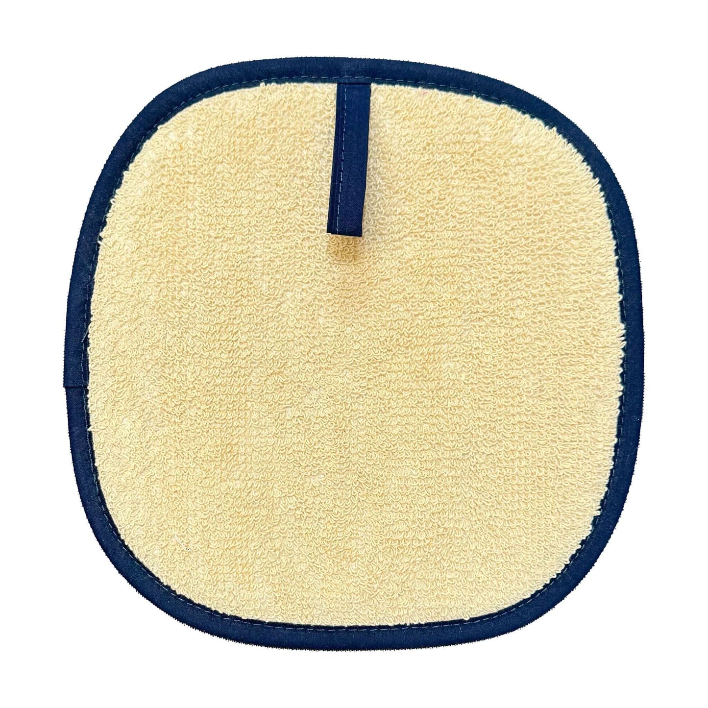 Michael Angove Navy Sunflower Pot Holder with soft cream surface and navy trim for lifting hot pots and pans.