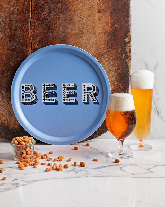 Serving Trays - Asta Barrington - Asta Barrington "Beer" Blue Round Tray (31cm)