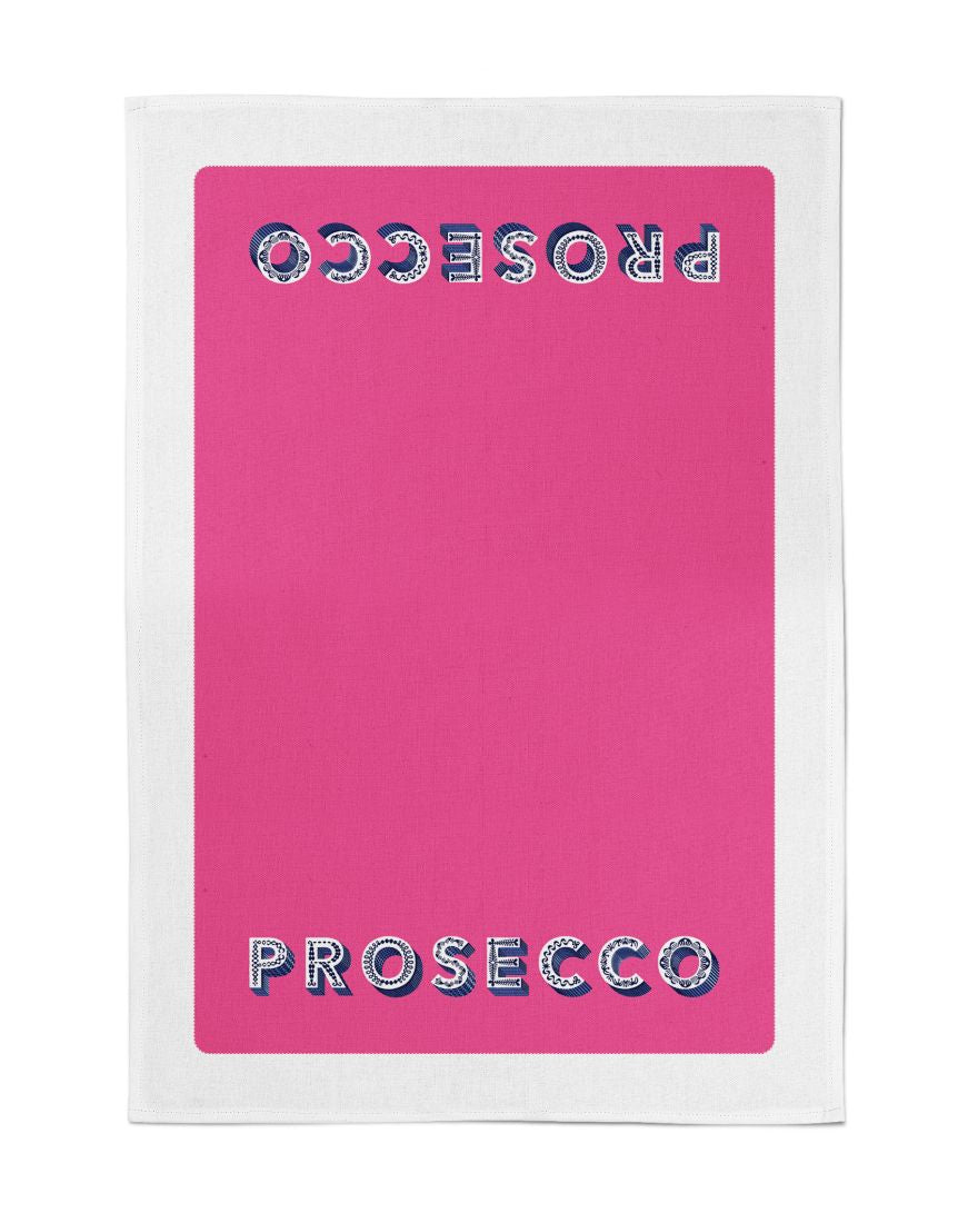Tea Towel - Asta Barrington - Asta Barrington Bright Pink Prosecco Tea Towel