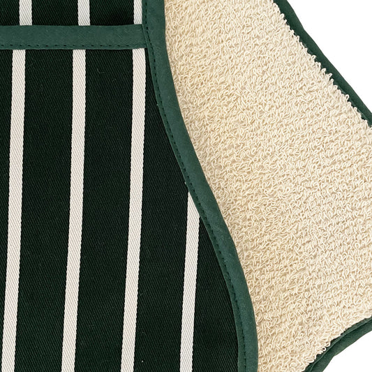 Double Oven Glove - The Chef Pad Shop - Butchers Stripe Racing Green Double Oven Glove