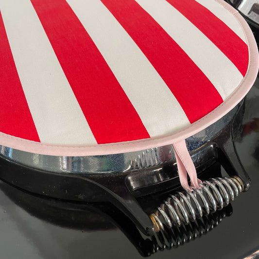Red and White Wide Stripe Chefs Pad for use with Aga Range Cookers