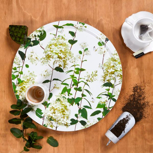 Serving Trays - Michael Angove - Michael Angove Hydrangea Print Round Birch Tray - 39cm