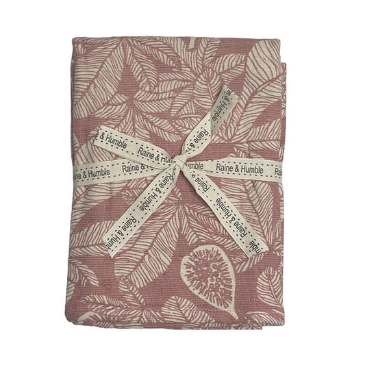 Tea Towel - Raine & Humble - Terry Towelling Fig Leaves Tea Towel in Dawn Rose - Recycled Cotton