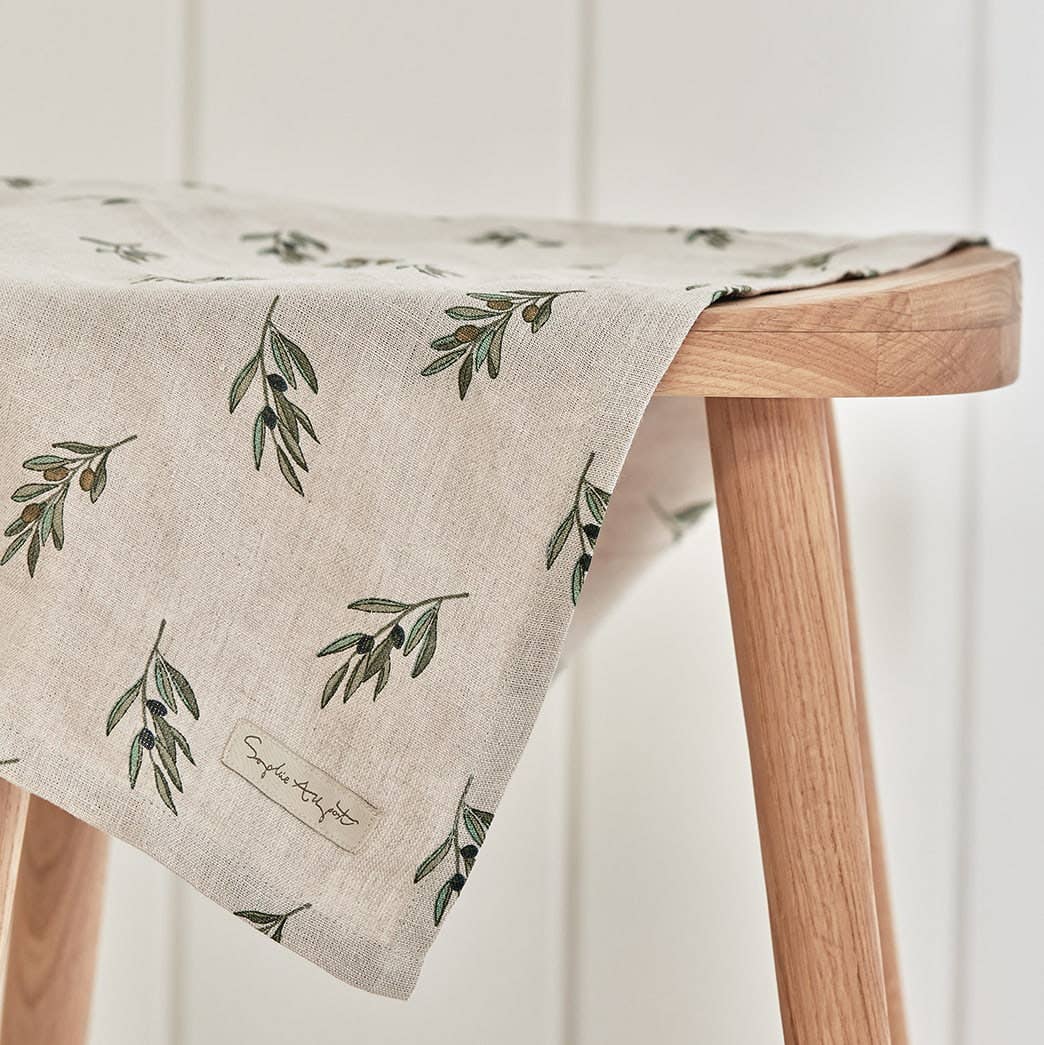 Sophie Allport Olive Linen Tea Towel
