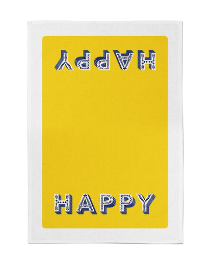 Asta Barrington "Happy" Yellow Tea Towel