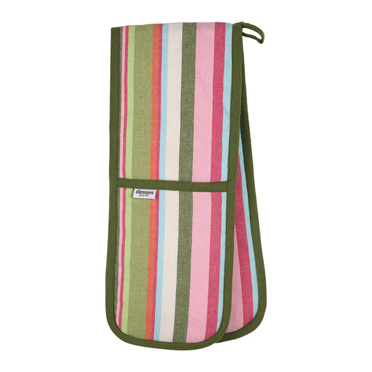Dexam - Recycled Cotton -  Green Stripe Double Oven Glove