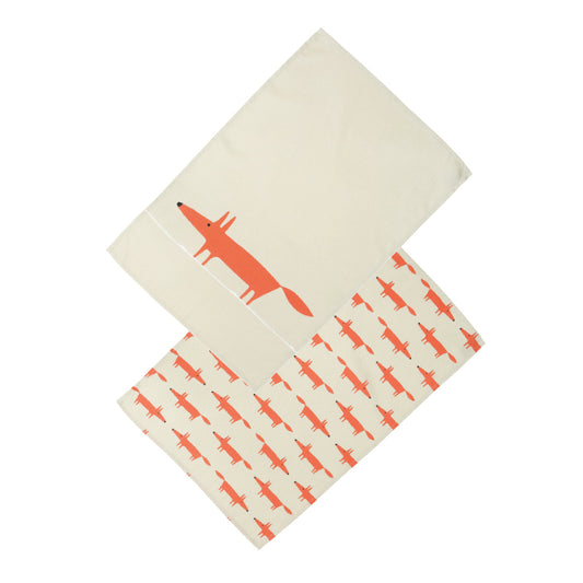 Scion Living Mr Fox Set of 2 Tea Towels - Stone & Orange