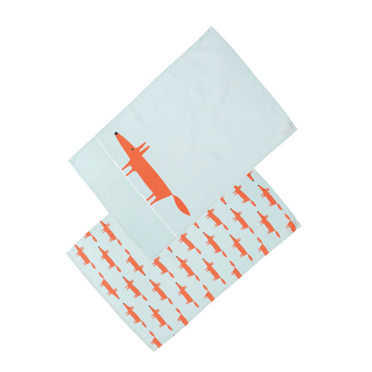 Scion Living Mr Fox Set of 2 Tea Towels - Blue & Orange