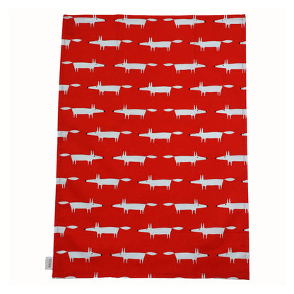 Scion Living Mr Fox Set of 2 Tea Towels - Red & Grey