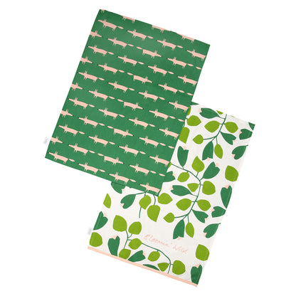 Scion Living Mr Fox Set of 2 Tea Towels - Mint Leaf