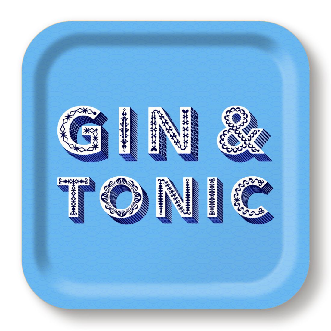 Asta Barrington  Blue "GIN & TONIC" Square 20x20cm Tray