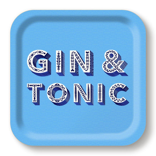 Asta Barrington  Blue "GIN & TONIC" Square 20x20cm Tray