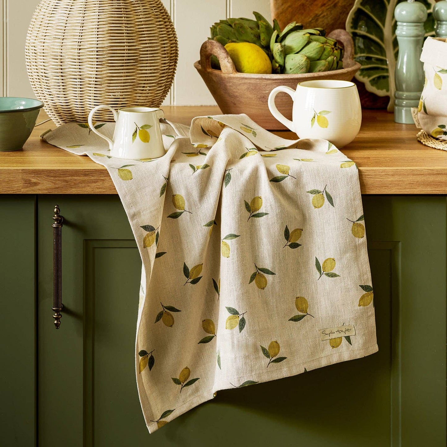 Sophie Allport Lemons Linen Tea Towel
