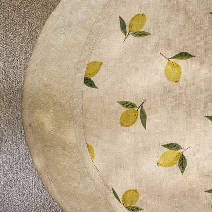 Sophie Allport Lemons  Linen Chefs Pad For Use With Aga Range Cookers