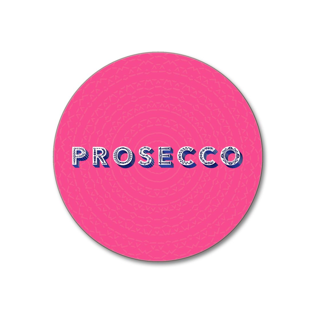 Asta Barrington "PROSECCO" Bright PInk Round Coaster