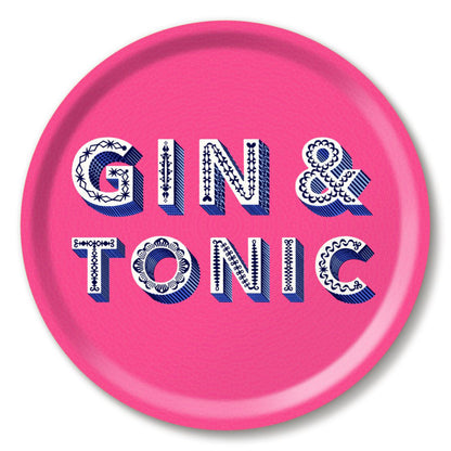 Asta Barrington Bright Pink Gin & Tonic 31cm Round Tray