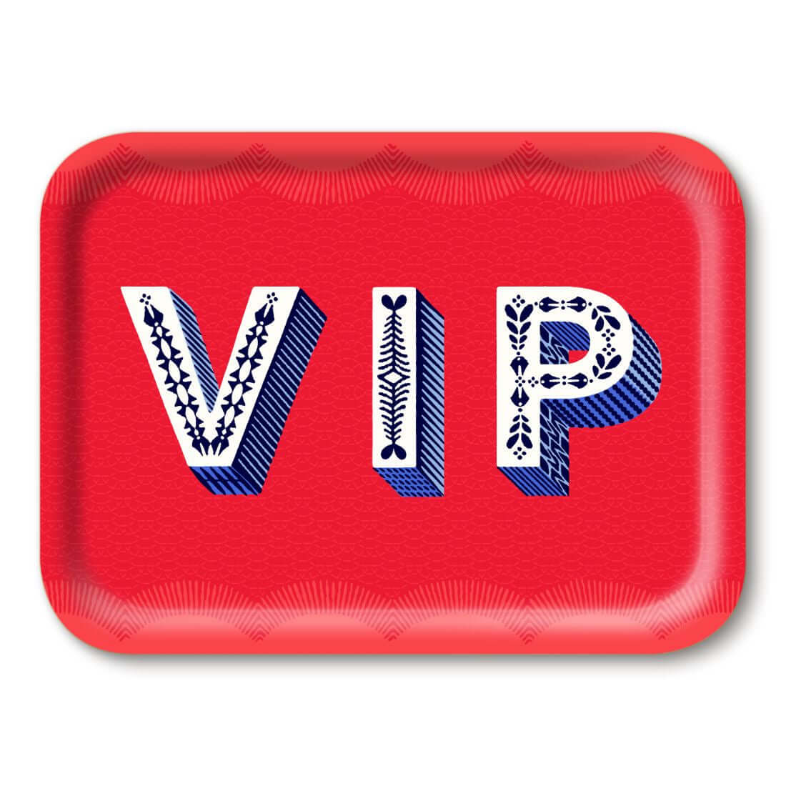 Serving Tray - Asta Barrington Bright Red "VIP" Rectangular 27x20cm with bold VIP lettering.