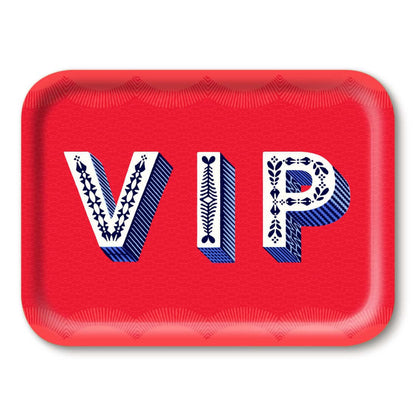 Serving Tray - Asta Barrington Bright Red "VIP" Rectangular 27x20cm with bold VIP lettering.