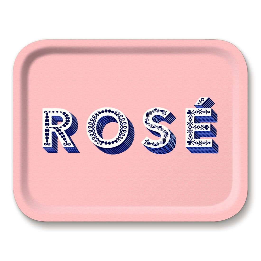 Serving Tray - Asta Barrington "ROSE" Rectangle  36x28cm with pink background and decorative lettering.