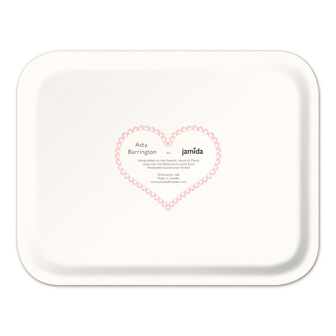 Serving Tray - Asta Barrington "ROSE" Rectangle 36x28cm with heart branding on the back.