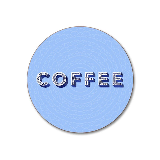 Asta Barrington "Coffee" Blue Round Coaster