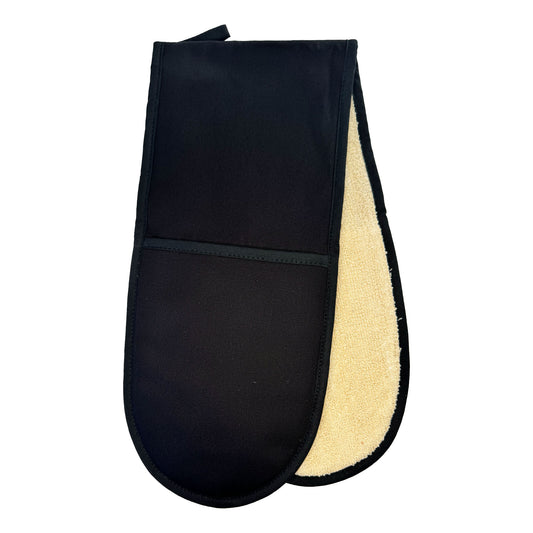 Plain Black Round End Double Oven Glove