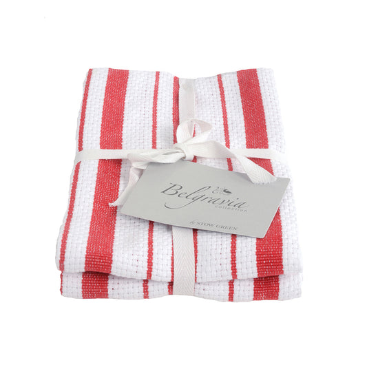 Stow Green - Belgravia Basket Weave Red Tea Towels - Set of 2