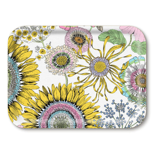 Michael Angove Rectangular Small White Tray - Sunflowers (27 x 20cm)