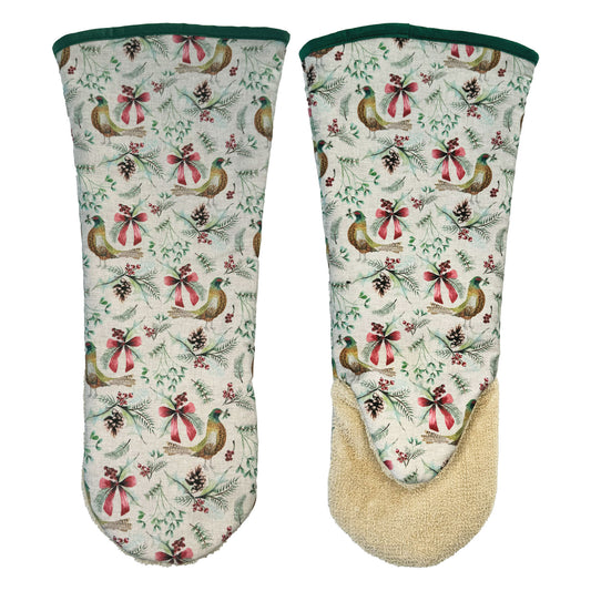 Oven Gauntlet - Mike Doyle Design  - Pheasants & Ribbons