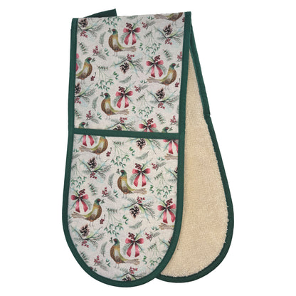 Double Oven Glove - Mike Doyle Design  - Pheasants & Ribbons