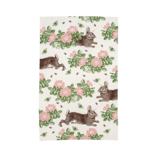 Rabbit and Rose Tea Towel  by Thornback & Peel