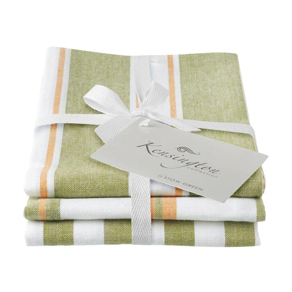 Tea Towels - Stow Green - Kensington Stripe Green - Set of 3