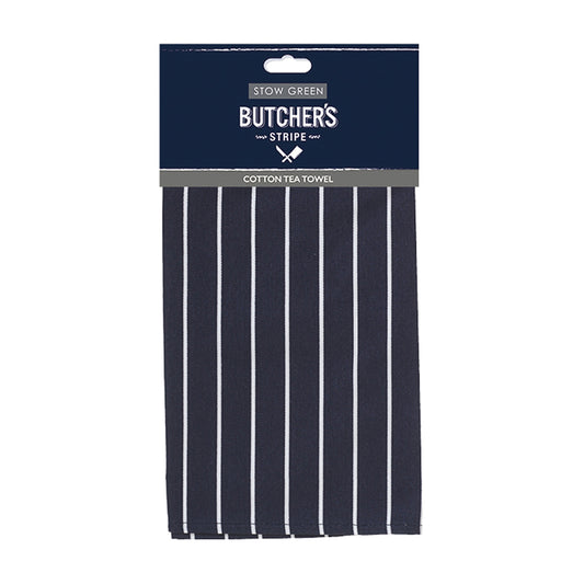 Stow Green - Navy Butchers Stripe Tea Towel