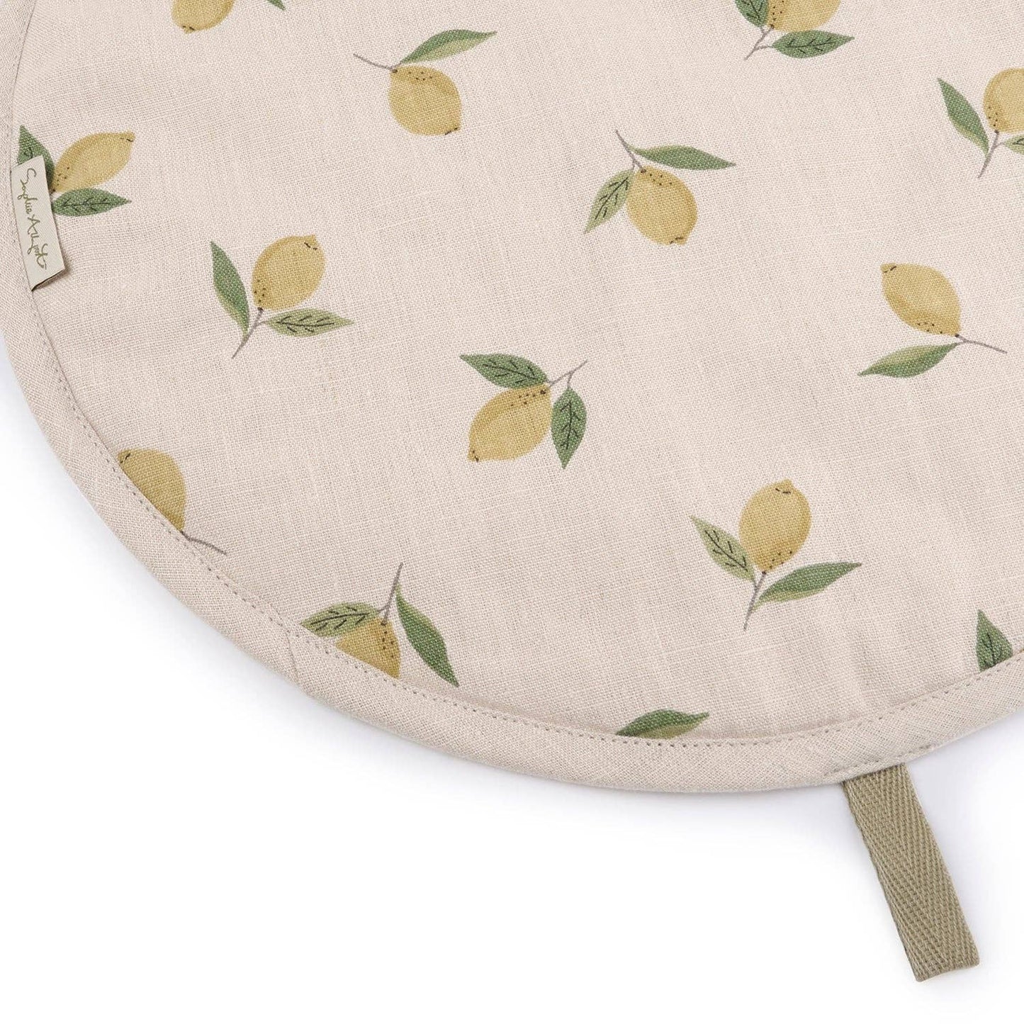 Sophie Allport Lemons  Linen Chefs Pad For Use With Aga Range Cookers